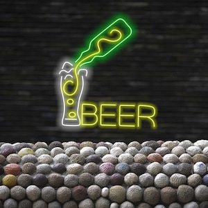 Beer neon sign, bar neon sign, Neon beer light, Pub neon sign, Beer advertising sign, Neon beer logo, Custom beer neon sign, Craft beer neon