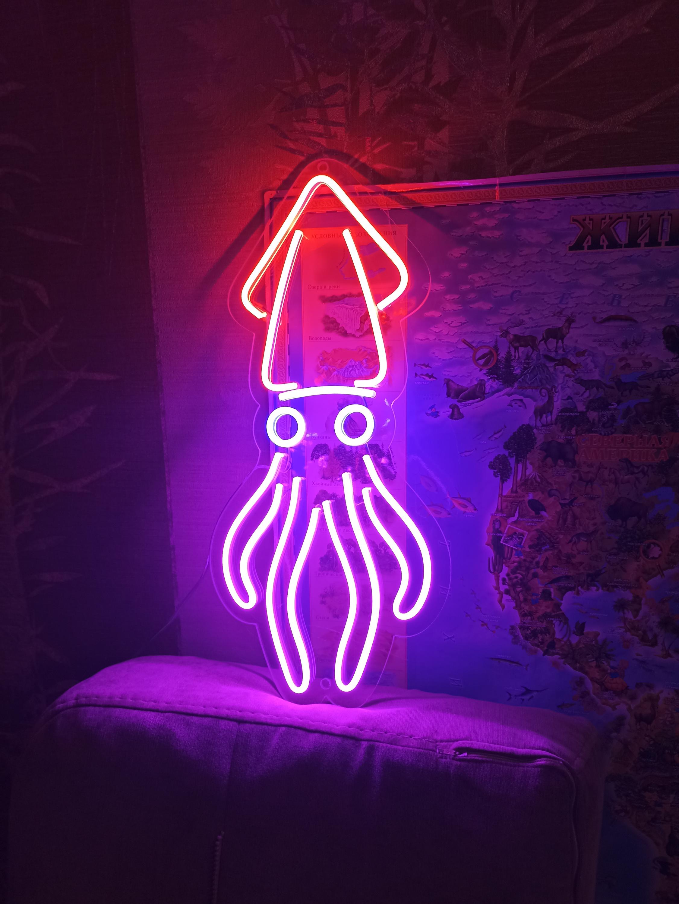 Squid Neon Sign – Ocean Animal Neon Light for Bar, Restaurant, or ...