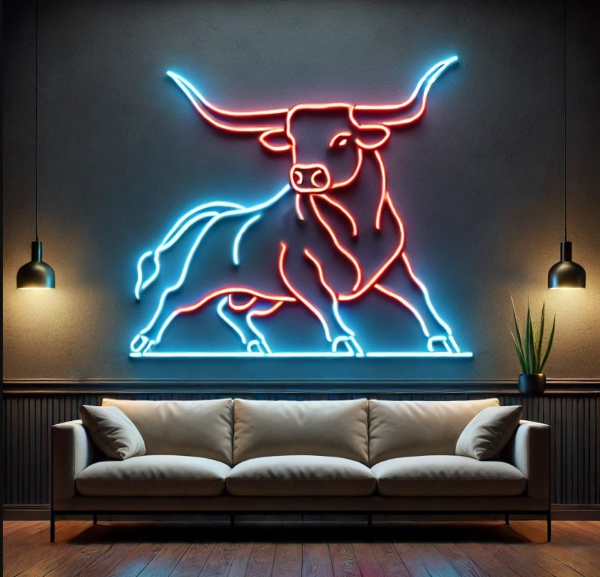 Neon sign longhorn bull, rodeo neon sign, cow neon sign, buffalo led light, Cattle neon decor, Bison neon sign, ox neon sign, Wild ox sign