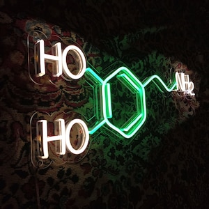 Dopamine Neon Sign – Chemical Formula Neon Light for Science Room, Study, or Nerdy Wall Decor