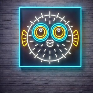 Fugu fish LED sign, blowfish neon sign, pufferfish neon sign, blowfish LED sign, pufferfish LED sign, blowfish neon, pufferfish neon light