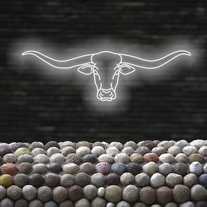 Insegna toro neo headn, luce al neon da cowboy, insegna al neon Rodeo, arte al neon a tema occidentale, insegna al neon con testa di animale distintiva, luce personalizzata con teschio di toro