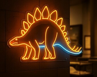 Stegosaurus Neon Sign – Dinosaur Wall Light ,  Stegosaurus Neon Light  Prehistoric Dino Decor for Bedroom or Party