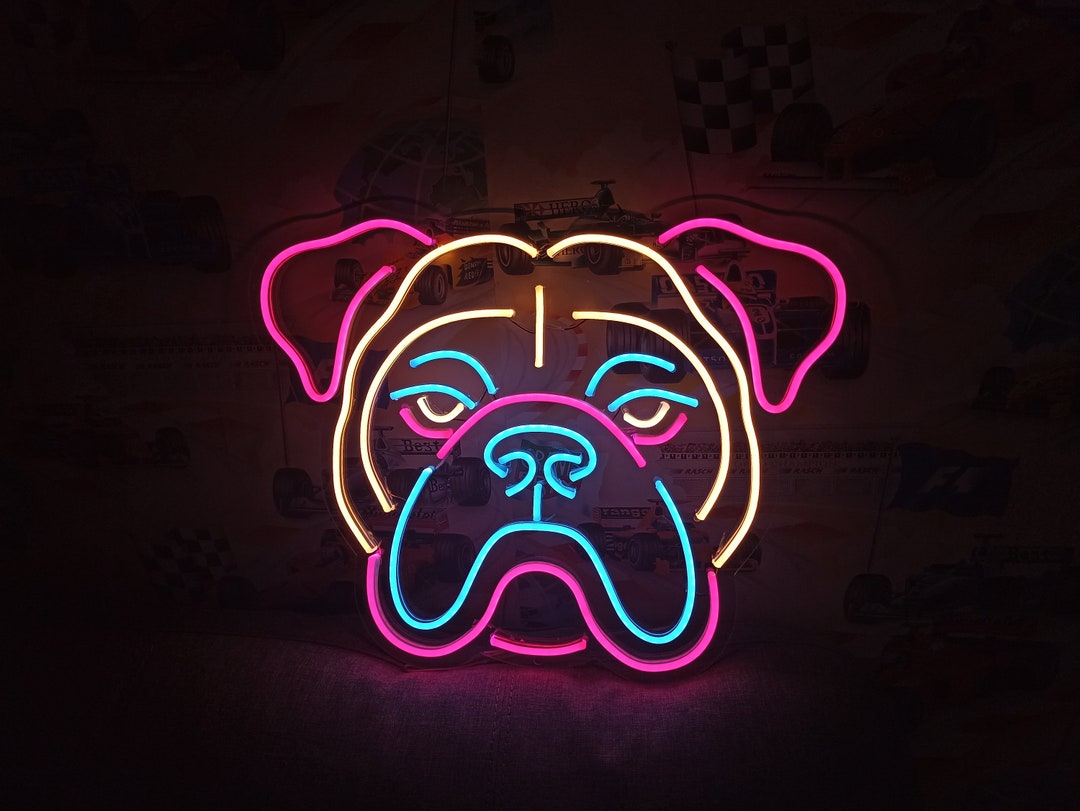 Neon Bulldog Head Sign Bulldog Neon Sign Bulldog Shaped Neon Light