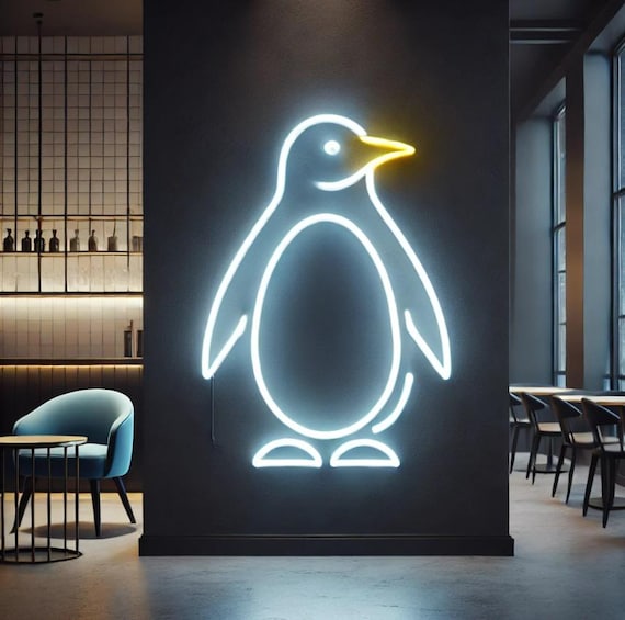 Penguin Neon Light, Neon Penguin Light, Penguin LED Sign, Neon
