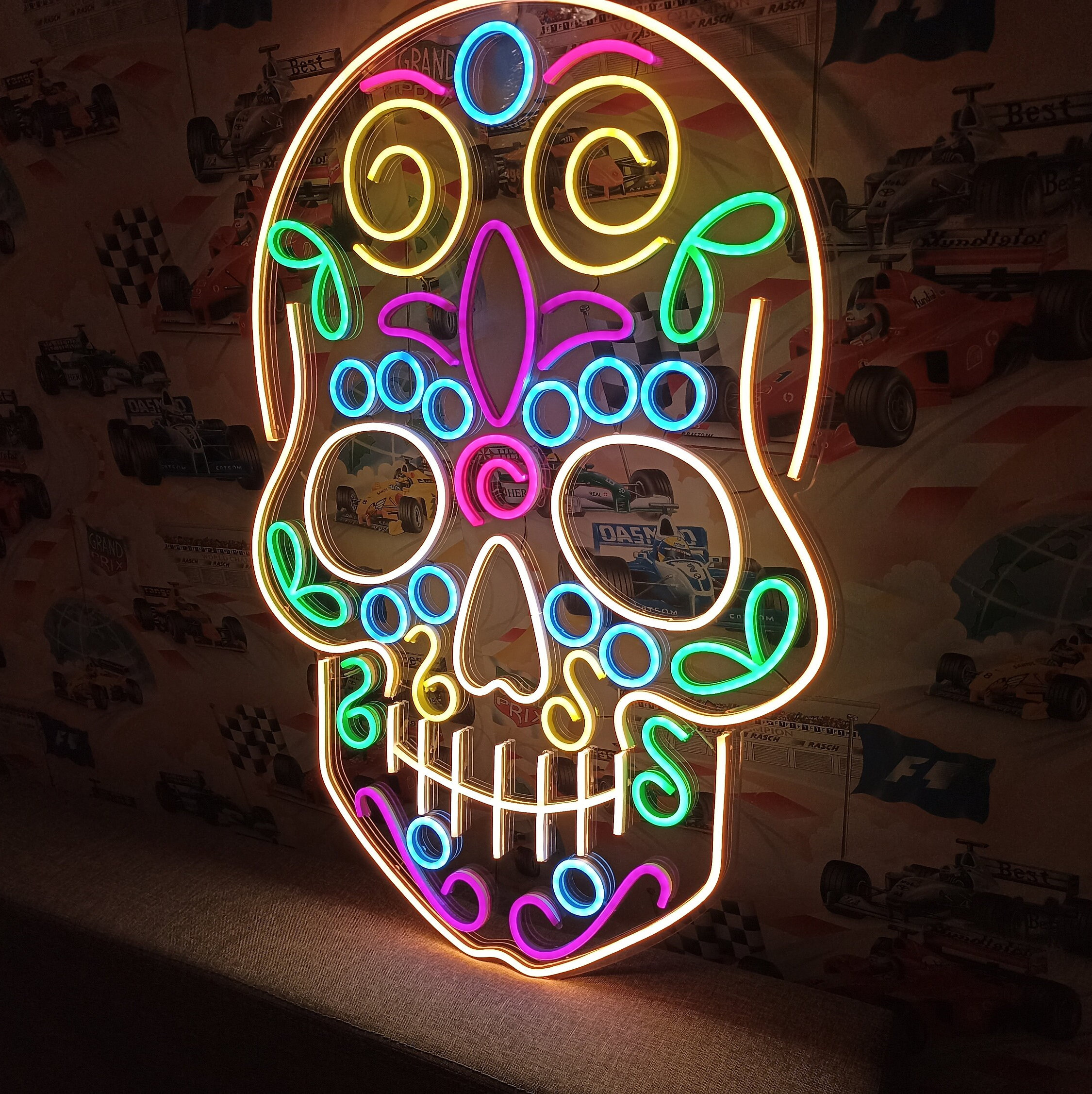 Sugar Skull Neon Light, Day of the Dead Neon Sign, Neon Sign