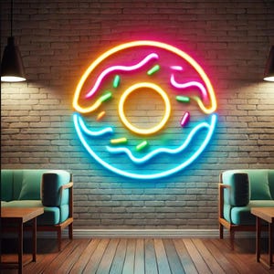 Donut neon Sign, Donut - LED Food Neon Sign, Donut Neon Sign Sweet Cakes Bakery Led Light, Donuts LED Neon Sign, Donuts Shape Neon Sign