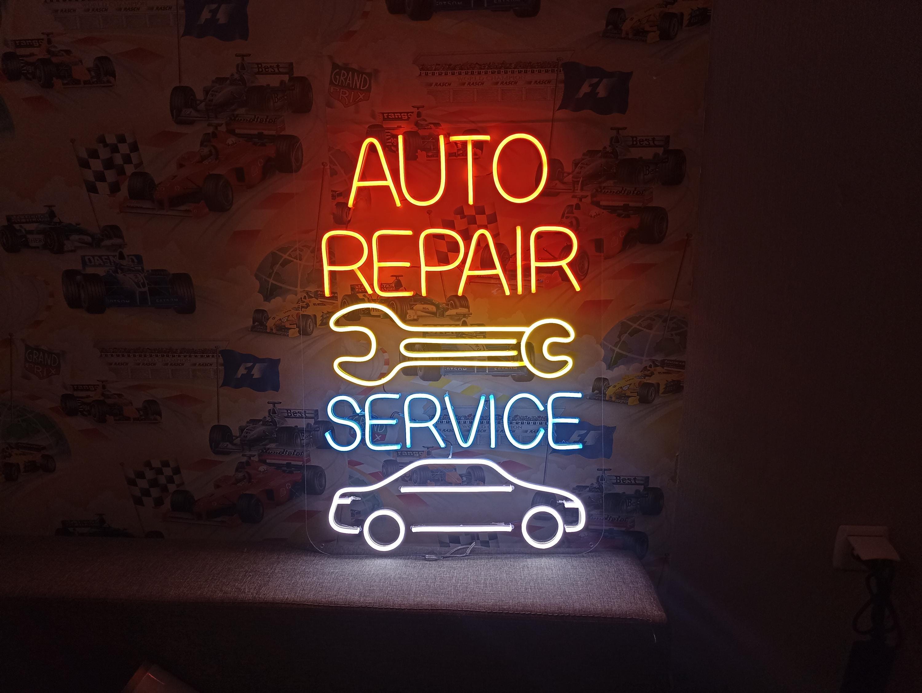 Auto Repair Garage Neon Sign – LED Wall Light for Car Shop or