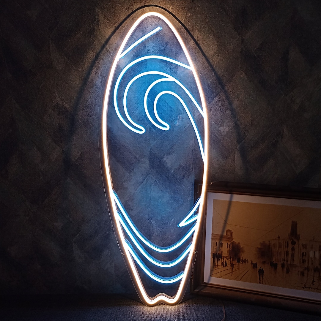 Surf Neon Sign, Neon Surfboard Decor, Surfing Neon Light, Surfer Gift