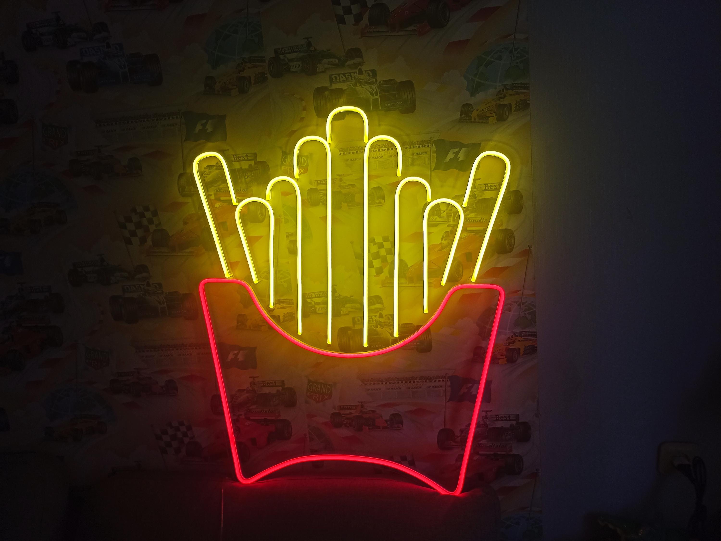 Small Fries Sign French Fries Neon Sign, Fast Food Neon Sign, Neon Sign Shaped Like Cup ...