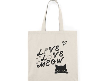 Live Love Meow Natural Tote Bag