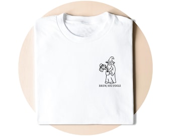 Wizard Coffee Shirt | Fantasy T-shirt | Minimalist Doodle Art | Funny Coffee Lover Tee | Gift for Fantasy Fans | Unisex Coffee Fan Clothing