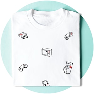 Nostalgic Gamer T-Shirt: Retro Gaming Pattern, Unisex Soft Cotton Tee