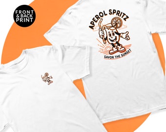 Aperol Spritz T-Shirt - Retro Cartoon - Vintage Barwear - Mixology Bekleidung - Cocktail Liebhaber Geschenk - Klassisches Getränk T-Shirt - Herren- / Damengrößen