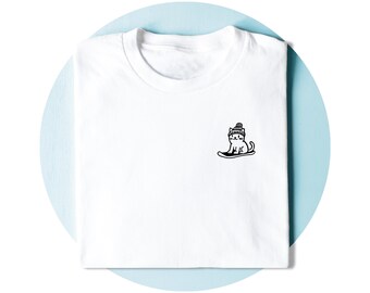 Snowboarding Cat T-shirt - Snowboarder Gift - Cat Lover Shirt - Snowboard TShirt - Winter Sports - Doodle Art - Mens & Womens Unisex Tee