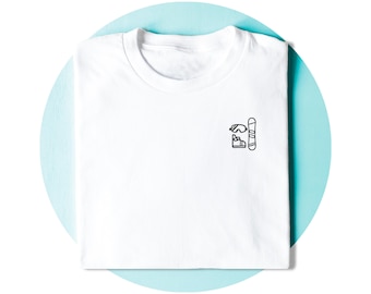 Snowboarding T-shirt - Snowboarder Icons  - Minimalist Shirt - Snowboard TShirt - Winter Sports - Doodle Art - Mens & Womens Unisex Shirt