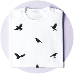 Krähe Shirt - Krähe Muster T-Shirt - Pen & Ink Kunst - Ästhetisches T-Shirt - Krähe Liebhaber - Natur Shirt - Goblincore Shirt - Herren und Damen Oberteil