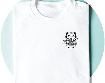 Noodle Cat T-Shirt -  Minimalist Unisex Tee - Cat Lover Gift