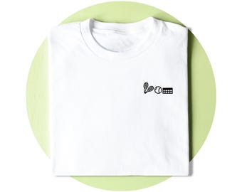 Tennis-Shirt | Optional benutzerdefinierter Text | Minimalistisches T-Shirt | Tennisspieler Geschenk | Tennis-Liebhaber | Schläger Ballnetz Design | Unisex Kleidung