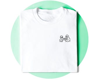 Alien & Bigfoot Shirt | Minimalist T-shirt | Funny Sci-Fi Graphic | Conspiracy Gift | UFO Graphic Tee