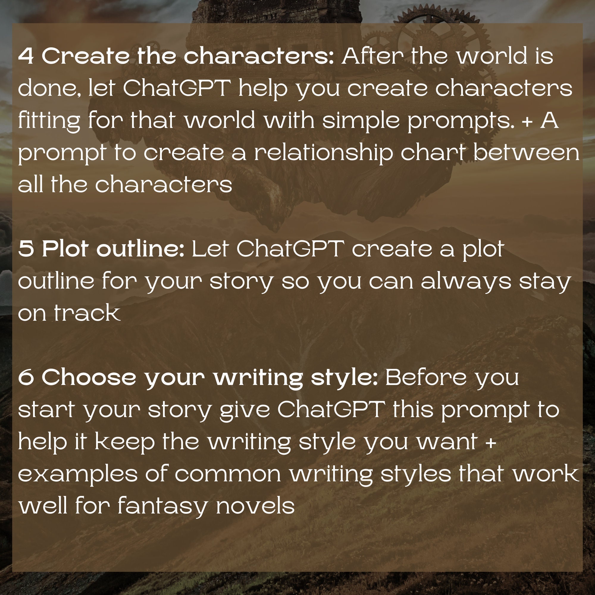 Chatgpt Fantasy Writing Prompts Fantasy Novel Cheat Sheet Write a Book