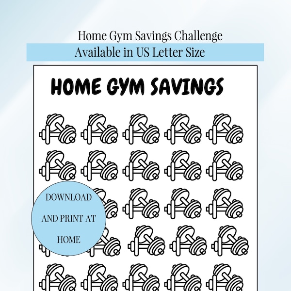 Home Gym Savings Challenge Tracker Fitness Goals Plan and Save for Your Workout Space Fitness Equipment Fund Fitness Room Budget Planner