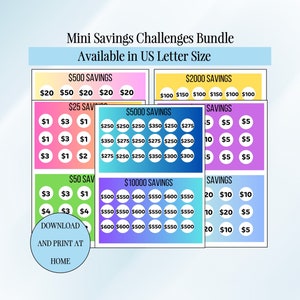 Mini Savings Challenge Savings Tracker Cards Weekly Savings Mini Savings Chart 30-Day Money Challenge Printable Savings Micro Tracker