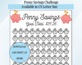 Pfennig-Spar-Challenge-Tracker: Ersparnisse mit niedrigem Einkommen (Digitaler Download)