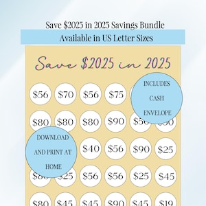2025 Savings Challenge Save in 2025 Money Challenge Savings Plan 2025 Savings Tracker in 2025 Budget Challenge with Cash Envelope 2025 Cash