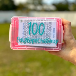 100 Envelope Money Savings Challenge Box Envelope Challenge Box for Budgeting Custom 100 Envelope Savings Challenge Box for Cash Savings