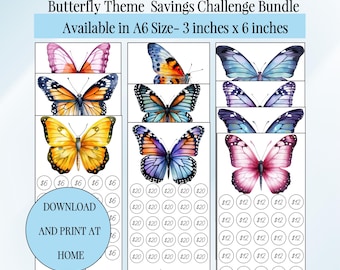 Low Income Savings Challenges A6 Money Savings Printable Sinking Funds Butterfly Theme Savings Budget Binder Cash Envelopes