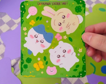 Chiikawa and Friends Sticker Sheet - with Hachiware and Usagi