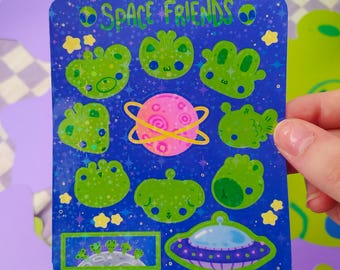 Space Friends Sticker Sheet - Silly Alien Animals