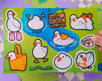 Goose on the Loose Sticker Sheet - Silly Ducks
