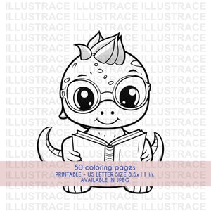 50 Dinosaur Coloring Pages, Dinosaurs Coloring Book, Coloring Sheet, Dinosaur Coloring Pages, Kids Coloring Book, Kids Travel Kit