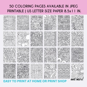 50 Abstract Patterns Coloring Pages, Inspirational & Motivational Quotes Coloring Book, Adults Coloring Sheet, Adult Coloring Book
