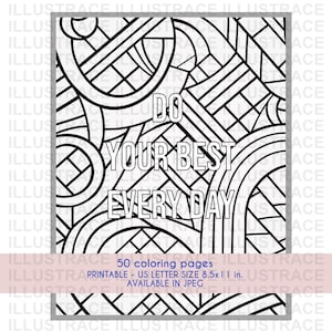 50 Abstract Patterns Coloring Pages, Inspirational & Motivational Quotes Coloring Book, Adults Coloring Sheet, Adult Coloring Book