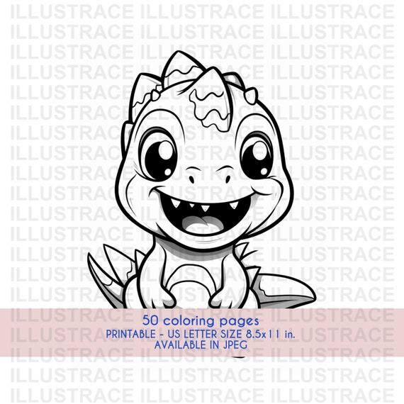 50 Dinosaur Coloring Pages, Dinosaurs Coloring Book, Coloring Sheet, Dinosaur Coloring Pages, Kids Coloring Book, Kids Travel Kit