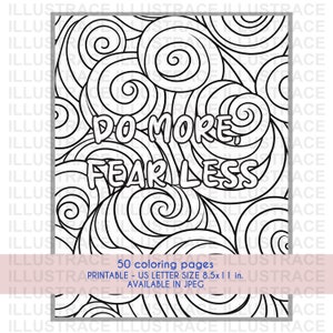 50 Abstract Patterns Coloring Pages, Inspirational & Motivational Quotes Coloring Book, Adults Coloring Sheet, Adult Coloring Book