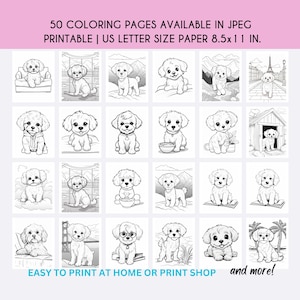 50 Maltipoo Dog Coloring Pages, Maltipoo Coloring Book, Coloring Sheet, Dogs Coloring Page, Kids Coloring Book, Kids Travel Kit