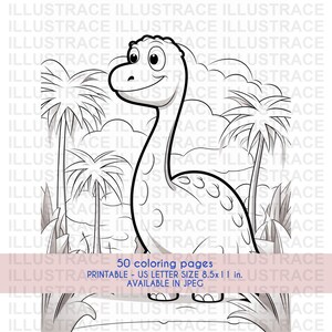 50 Dinosaur Coloring Pages, Dinosaurs Coloring Book, Coloring Sheet, Dinosaur Coloring Pages, Kids Coloring Book, Kids Travel Kit