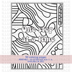 50 Abstract Patterns Coloring Pages, Inspirational & Motivational Quotes Coloring Book, Adults Coloring Sheet, Adult Coloring Book