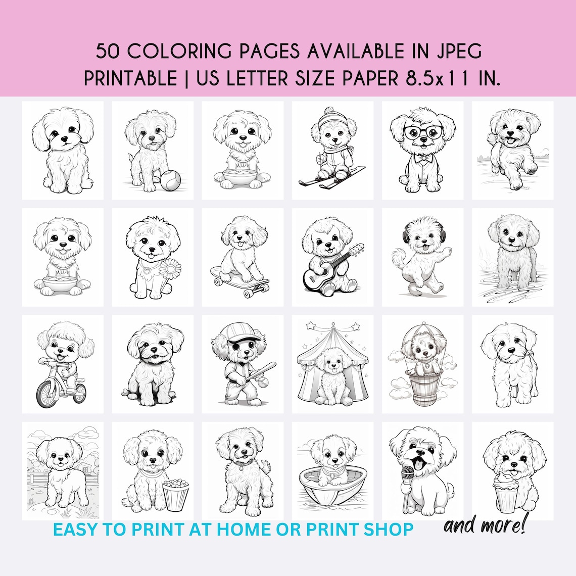 50 Maltipoo Dog Coloring Pages, Maltipoo Coloring Book, Coloring Sheet