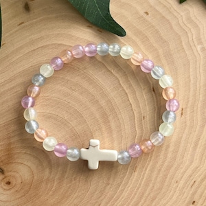 Christian Cross Colorful Bead Bracelet Faith Jewelry Gift