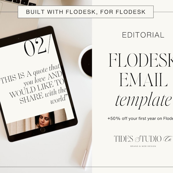 Editorial One Flodesk Editable Newsletter Template | Beautiful Editorial Ready to Use | Customizable Email Template | Countdown Shop