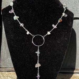 multicolored gemstone y necklace