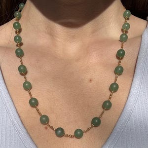 green aventurine beaded long necklace