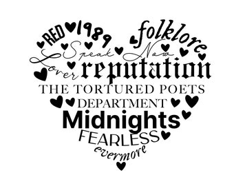 Taylor Swift Album Heart Svg, Taylor Png, Include The Tortured Poets Department , Instant High Quality Digital Download png and svg file