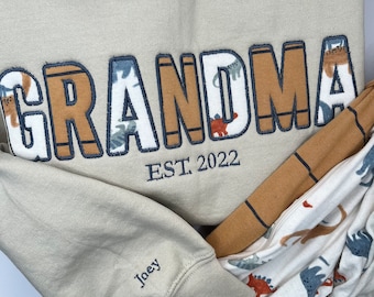Grandma shirt, Grandma Sweatshirt, mama shirt with onesies, Custom Embroidered Sweatshirt, Shirt, Long Sleeve Shirt, Mother's day gift.