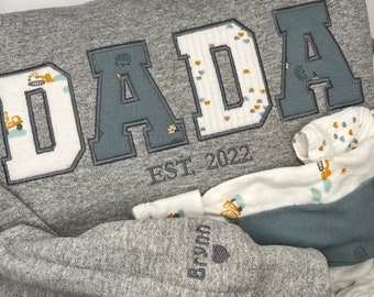 DADA  shirt, Dad Sweatshirt, mama shirt with onesies, Custom Embroidered Sweatshirt, Shirt, Long Sleeve Shirt, Daddy shirt